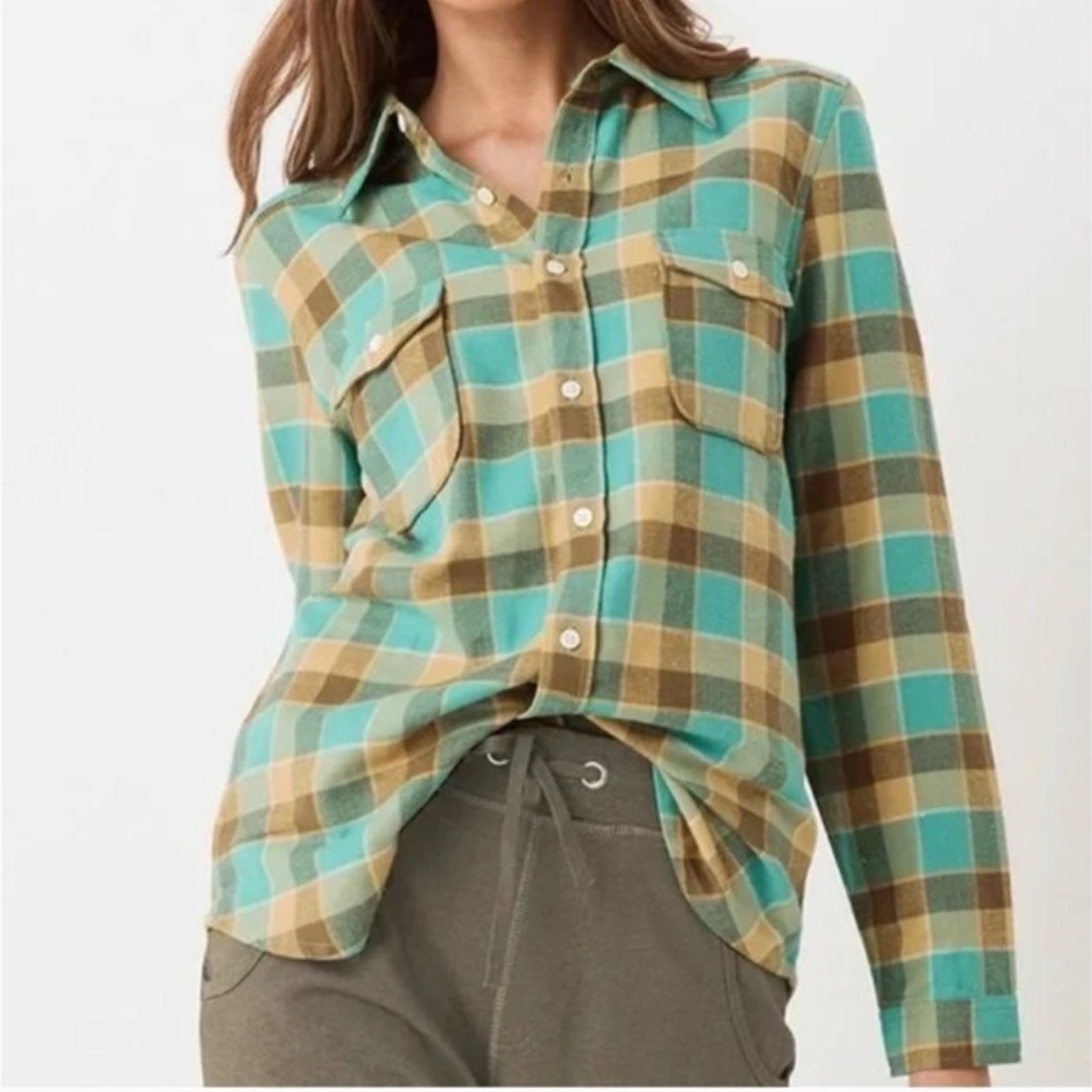 Spell & The Gypsy Flannel Button Up Shirt Plaid Boho Top Size Medium